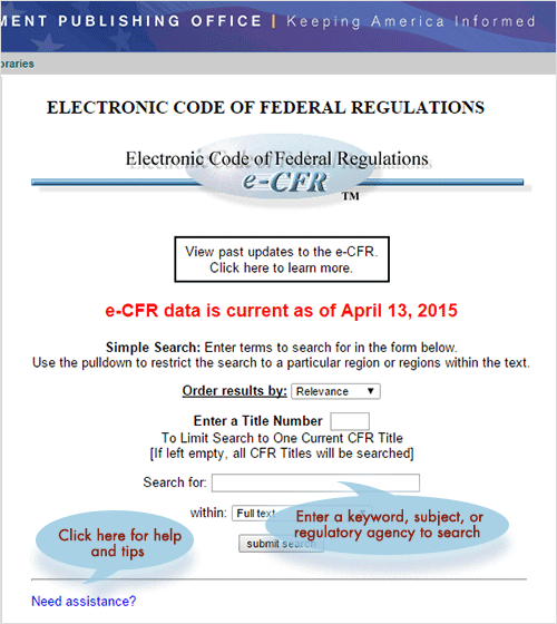 Using the Code of Federal Regulations (CFR)