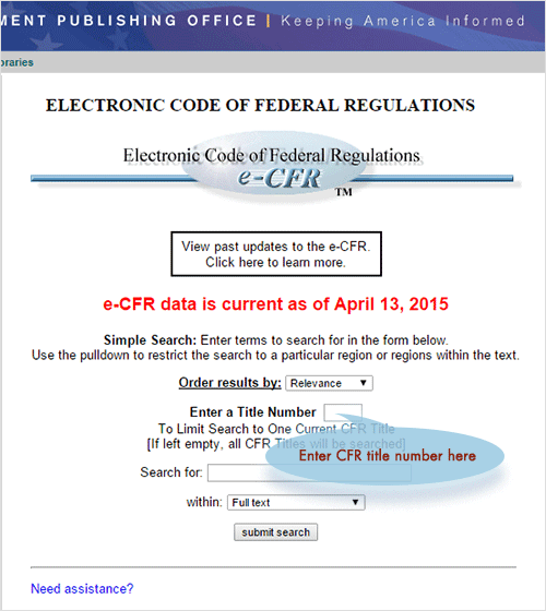 Using the Code of Federal Regulations (CFR)